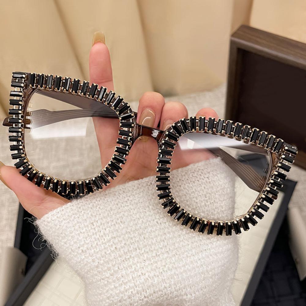 Fashion Rhinestone Sunglasses INS Women Spectacles Large Frame Eyewear Outdoor Activities