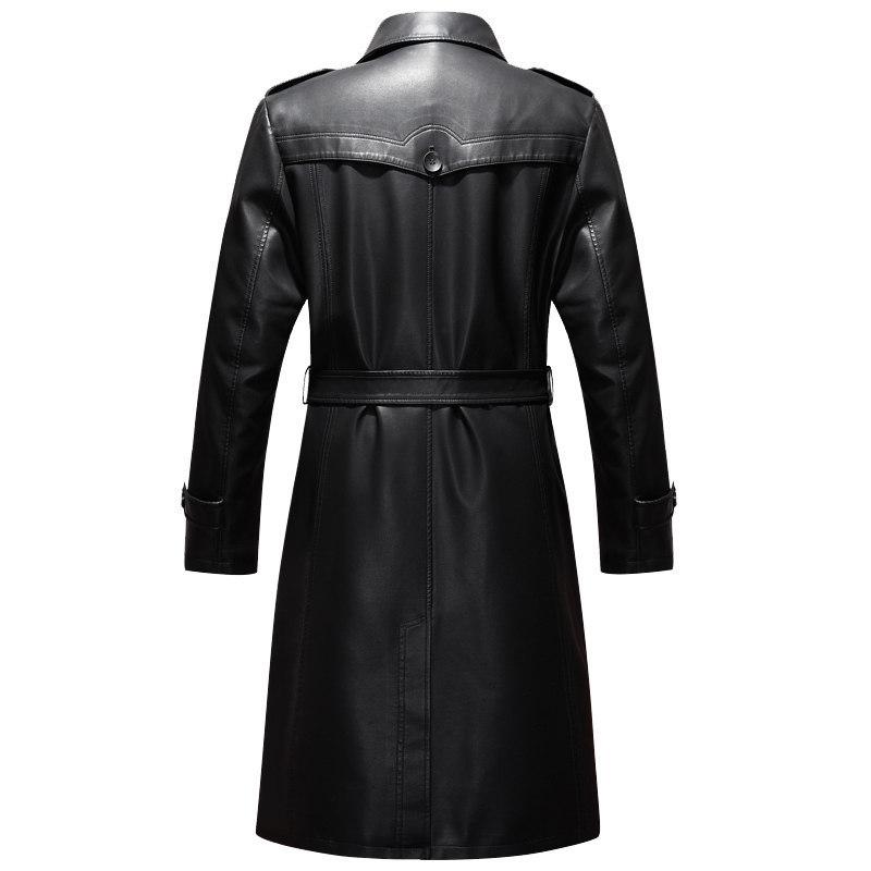 Кожаное пальто Cross Border, мужское кожаное пальто, длинное пальто больших размеров, длинное, выше колена, мужское кожаное пальто, ветровка, мужское пальто