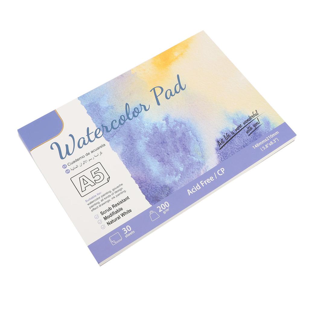 Блокнот для акварельной бумаги Хлопковый Скетчбук для художников Взрослых Студентов Живопись Рисование 200г 30 листов Среднее Зерно