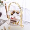 Metal Cake Stand Double-Layer Arch-Shaped Golden Fruit Dessert Rack Party Decor