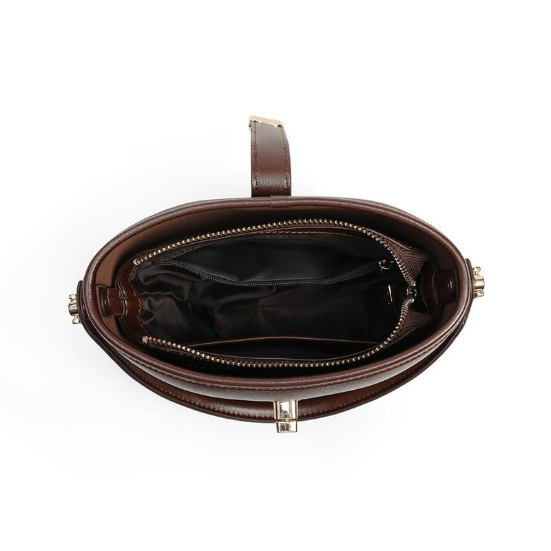 Женская сумка-ведро Crossbody на плечо Винтажный Шик Для Коммутирования Ручная Сумка Маленькая Синтетическая Кожа Винно-Коричневый
