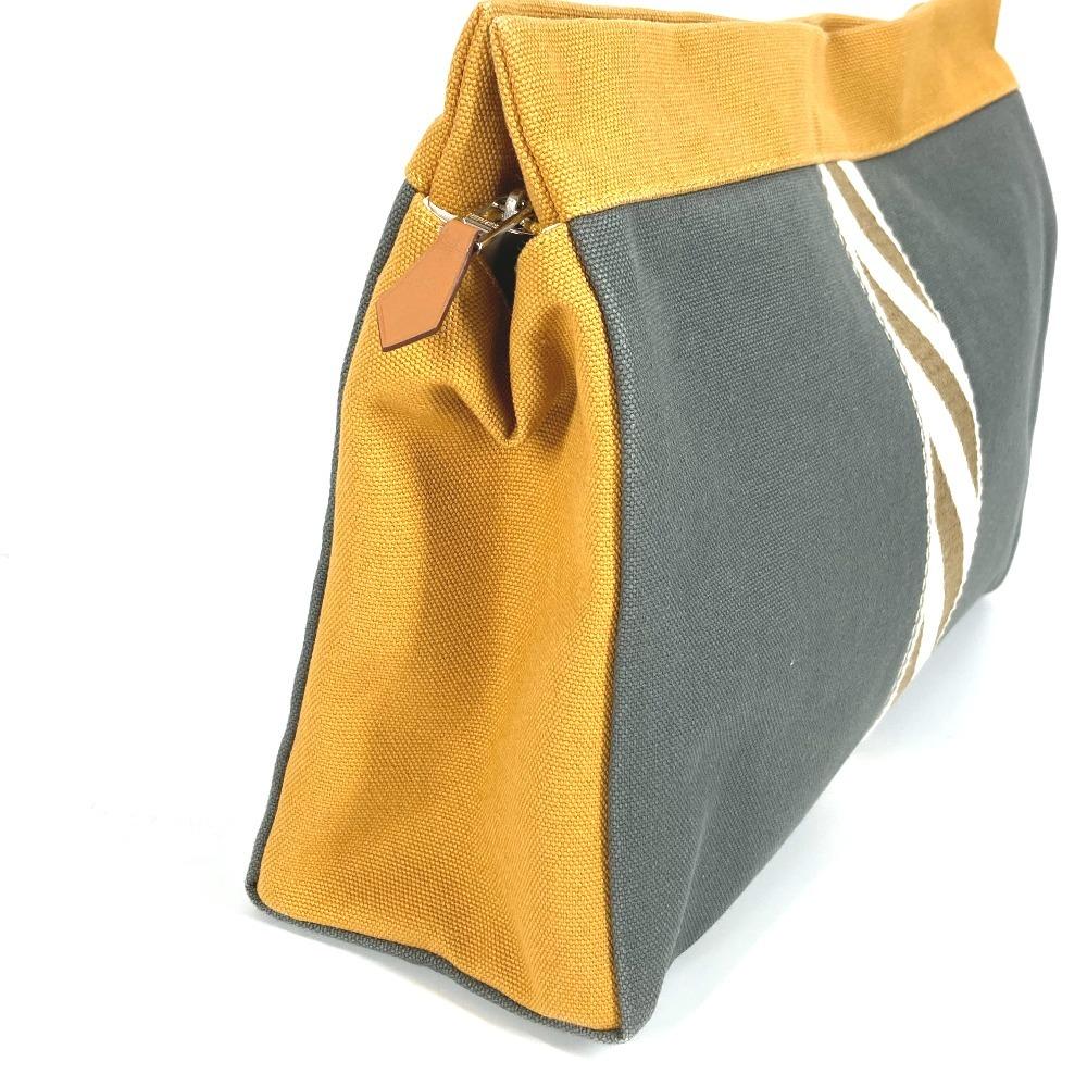 HERMES H logo Jimet GM Pouch Bag Makeup Multi Pouch Clutch bag gray/Yellow