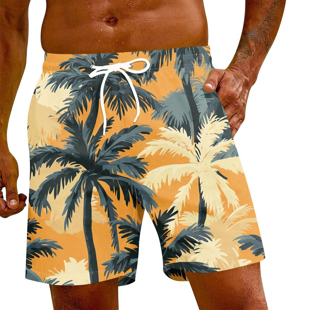Men's Fashion Printed Elastic Waist Casual Yoga Pants Beach Shorts