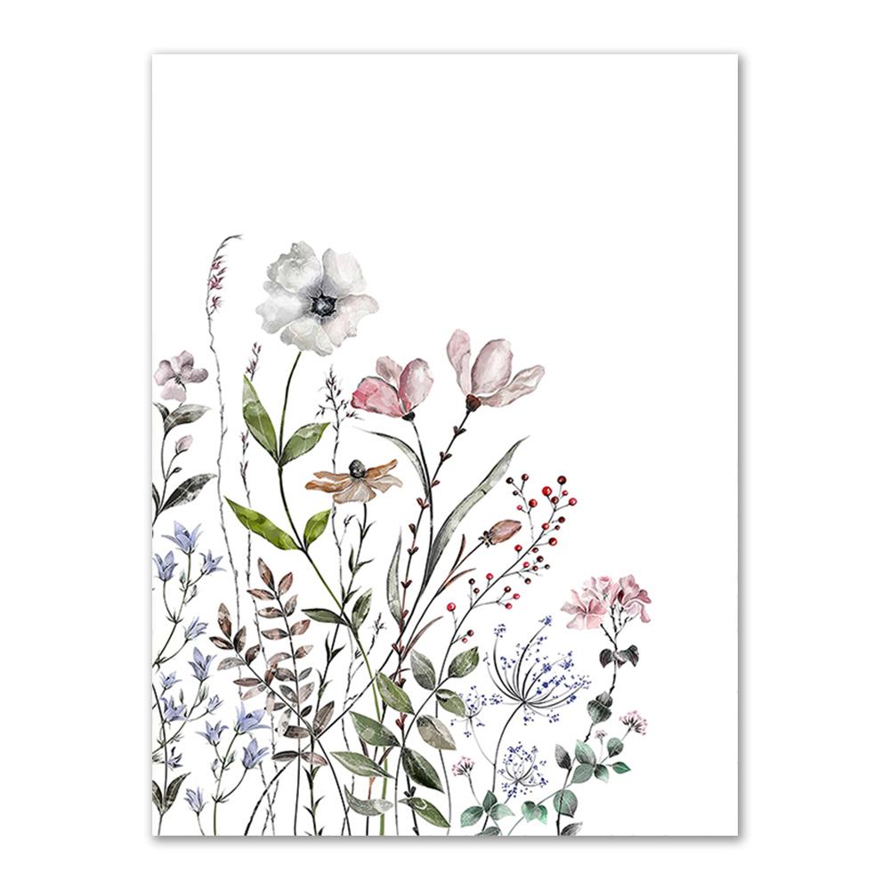 Набор из трех картин на холсте с акварельной абстрактной ботанической живописью в рамах для декора гостиной