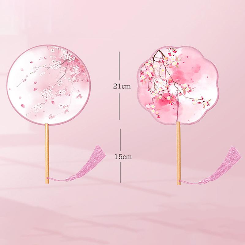 Винтажный круглый печатный веер китайский танцевальный летний классический костюм чонсам женский ханьфу кисточка веер