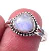 Кольцо из чистого серебра 925 пробы с натуральным радужным лунным камнем, размер 8, p3u80