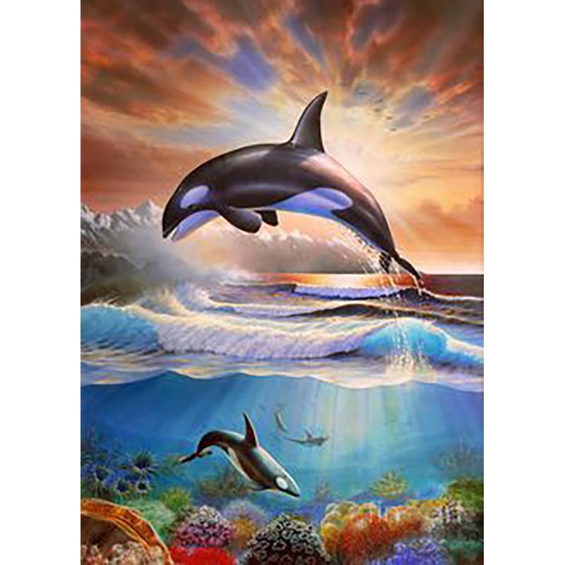 Diy Дельфин 5D алмазная живопись полная круглая дрель животное Алмазная вышивка мозаика комплект для вышивки крестом настенное искусство домашний декор подарок