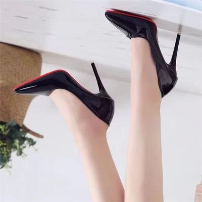 Модные туфли-лодочки на высоком каблуке, с острым носком и шпилькой, с красной подошвой, модная женская обувь, неглубокие туфли на высоком каблуке, туфли на высоком каблуке с красной подошвой, обувь Лолиты