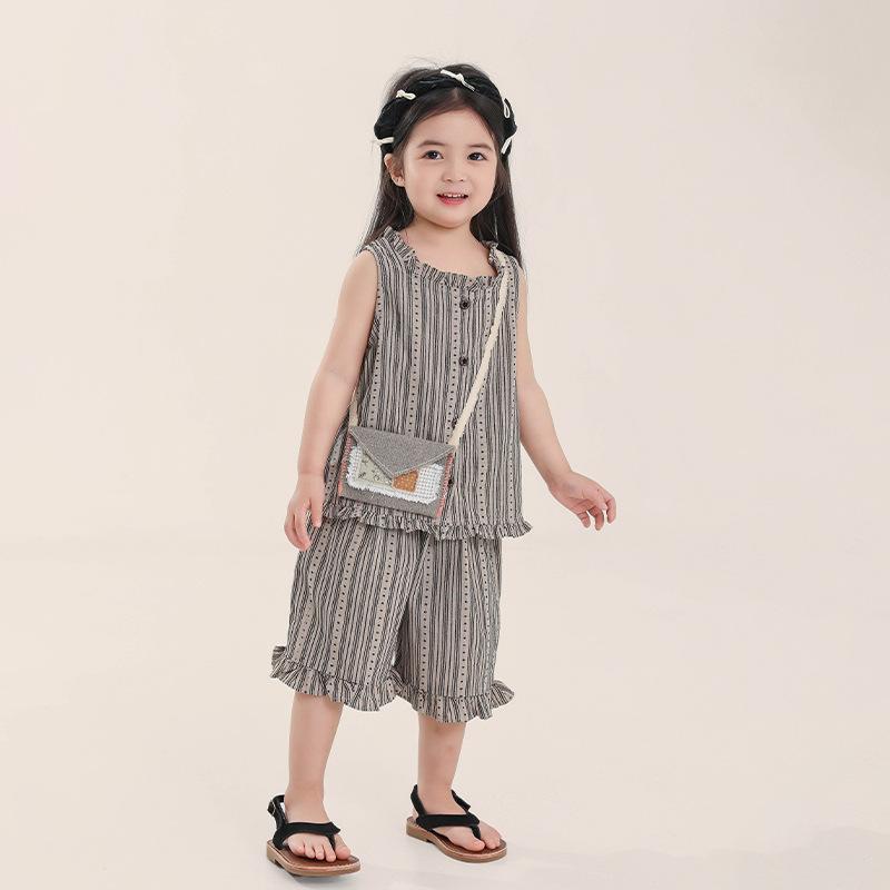 Summer Sleeveless Vest Tank Tops Shorts Set for Girls Tank Top + Shorts Kids 2 Piece Cotton Casual Outfits Set Toddler Baby Girl Cute Clothing Set