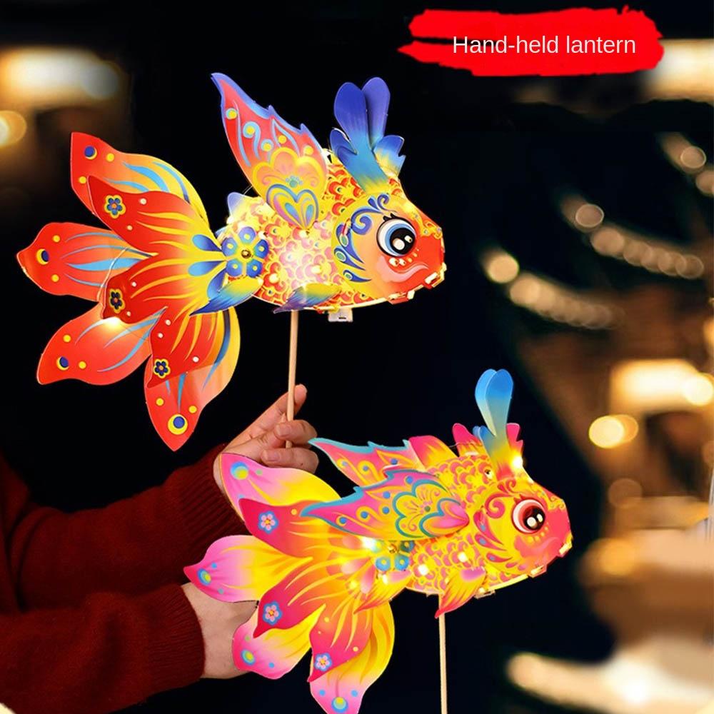 With Led Light Handheld Fish Lantern Handmade Chinese Glowing Handheld Lantern Hanfu Accessories