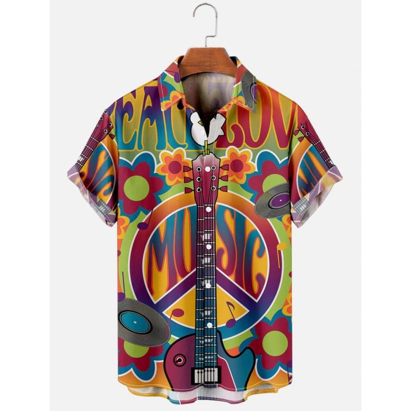 Hawaiian Men's Shirt Cat Printed Short Sleeve Tops Beach Vacation Sunset Harajuku Clothing Unisex Style Shirts