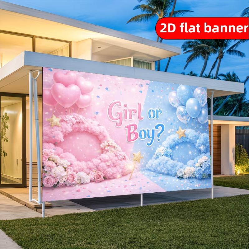 2D flat banner light luxury minimalist style party background decoration banner suitable for gender revealing