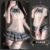 Сексуальное нижнее белье Сексуальная школьная форма костюм для соблазнения Прозрачная рубашка клетчатая юбка плиссированная женская