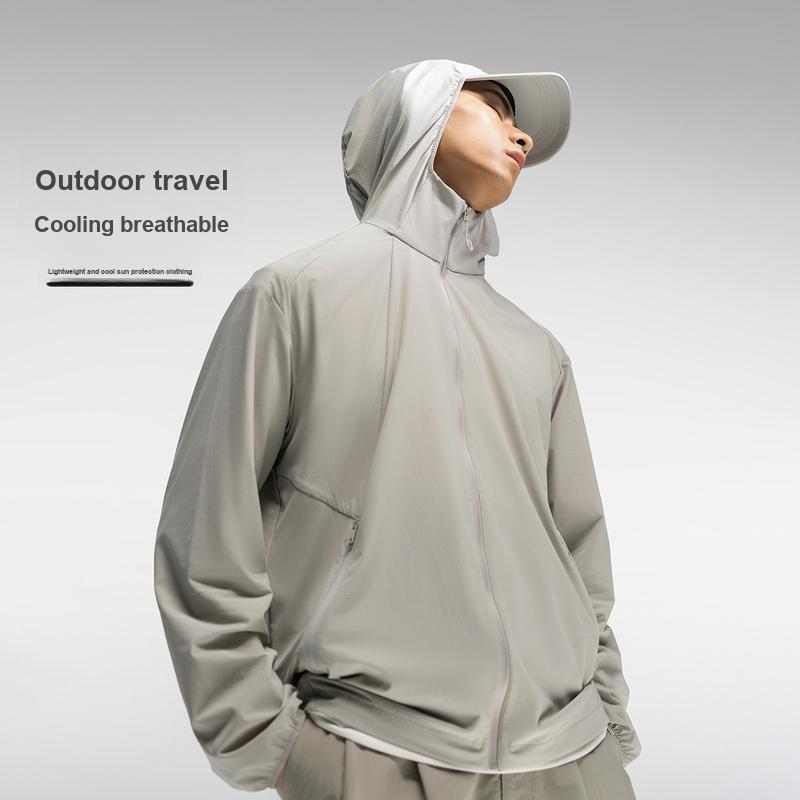 Li Ning Outdoor CF Легкая дышащая куртка с капюшоном для защиты от солнца Ice Comfort UPF 50+ Мужские куртки Дымовой-Серый AFDWE57-2