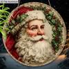 Двумерный плоский алюминиевый деревенский рождественский знак с узором Санта-Клауса - Художественные рождественские фигурки-украшения - Идеально подходит для входной двери, стены, крыльца, окна