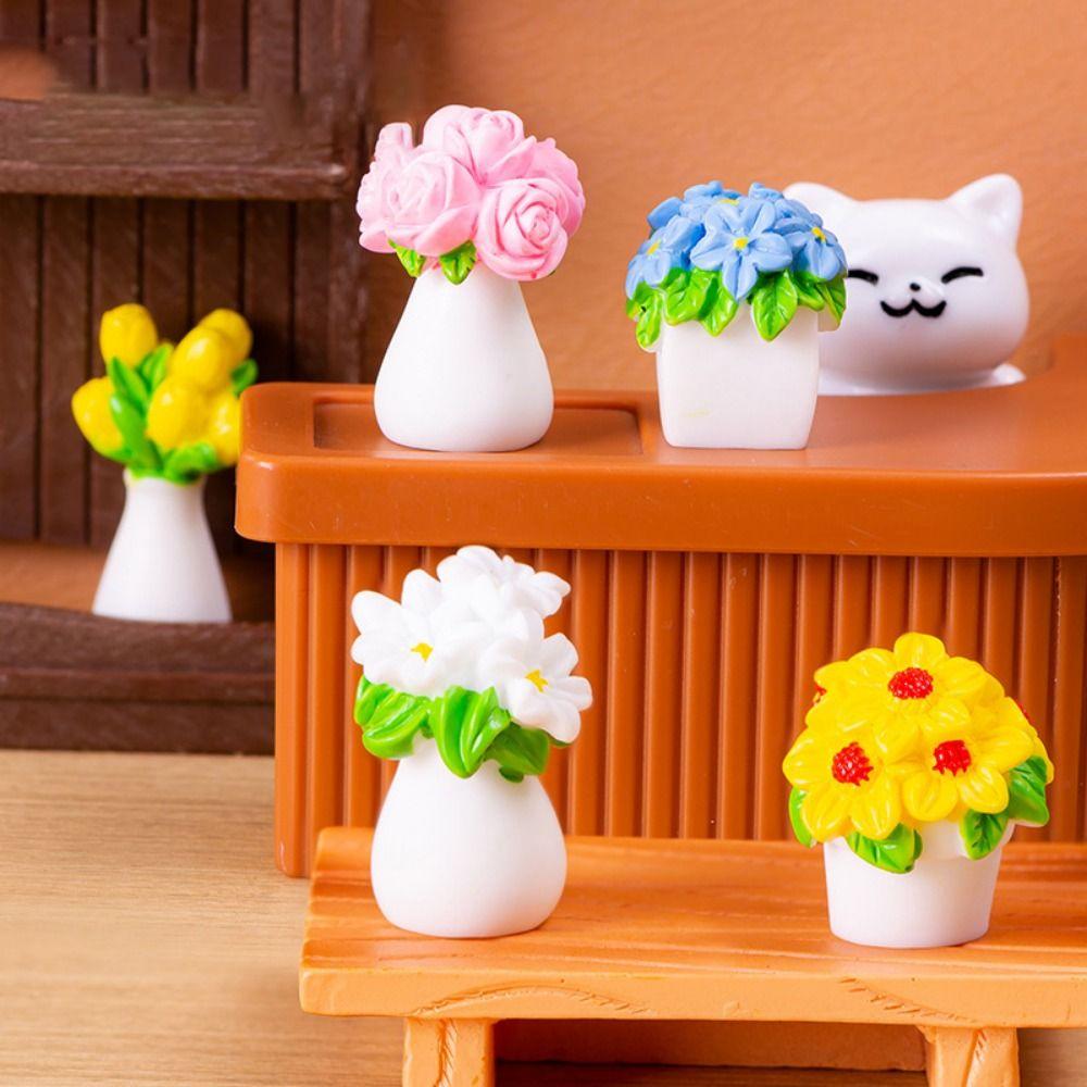 Artificial Mini Flower Potted Resin Resin Flower Model Simulation Potted Plants  For Home Desk
