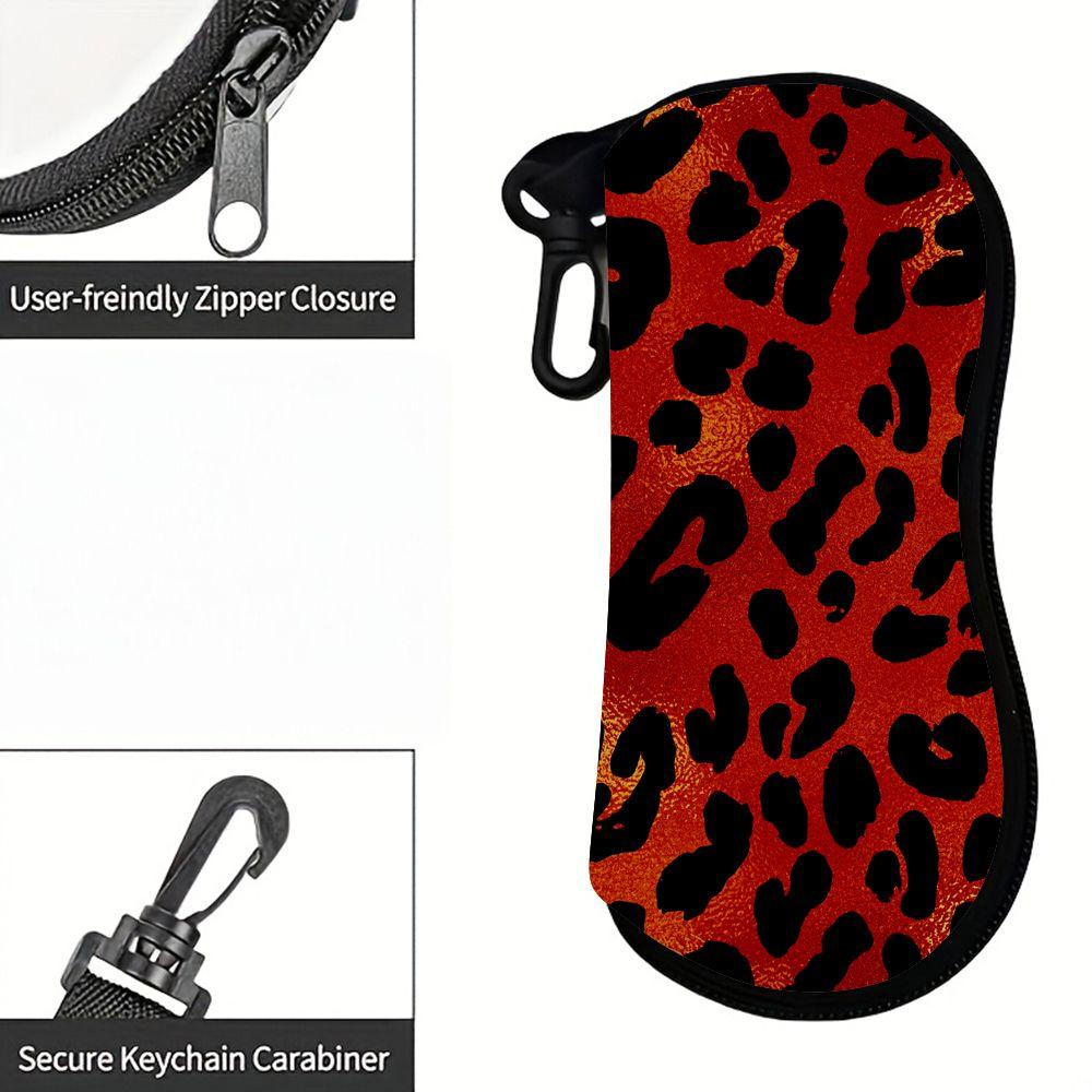 Мягкий чехол для очков с принтом красного леопарда, Портативный футляр для солнцезащитных очков, Защитный от царапин чехол для очков, Легкий защитный держатель для очков для путешествий