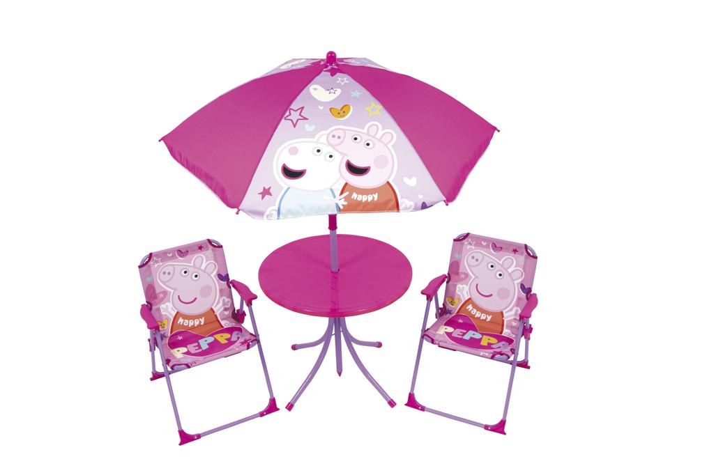 Arditex PP14447 EONE-Peppa Pig Table (50x50x48cm), 2 Chairs (38x32x53cm) and Sun Umbrella (diameter 110cm) Set