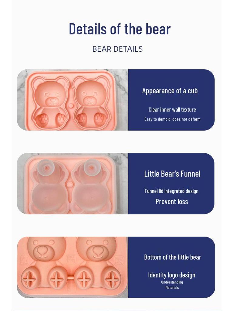 Bear Silicone Ice Cube Tray & Popsicle Mold - Cartoon Ice Ball & Ice Cream Maker