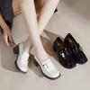2025 Spring New Patent Leather Thick Heel Single Shoes Women's Square Head One Pedal Leather Loafers British Style Small Leather Shoes