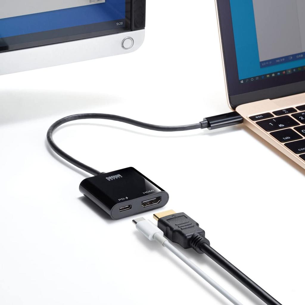 SANWA SUPPLY Адаптер USB Type C к HDMI Черный (Совместимость с 4K/60 Гц/PD) AD-ALCPHDPD