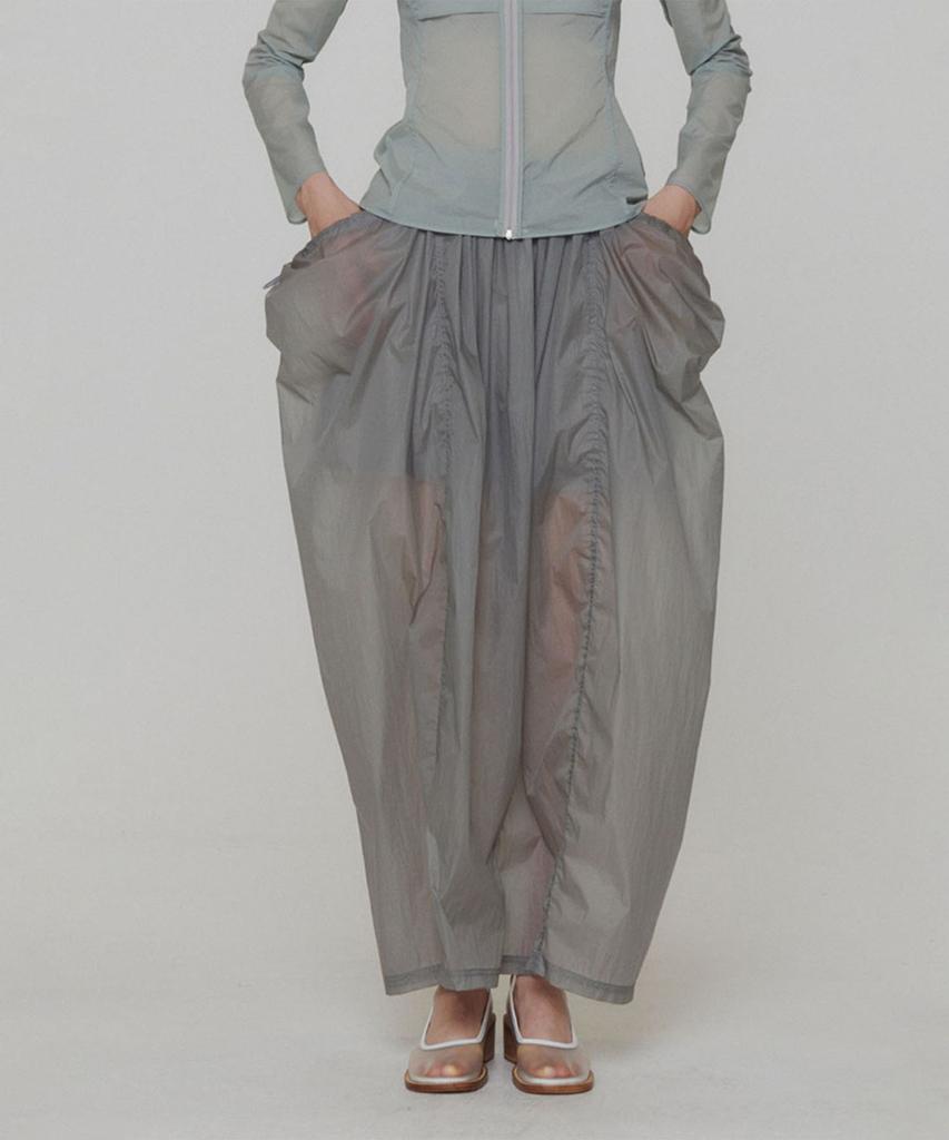 Amomento Layered Shirring Skirt_Grey