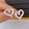 Huitan великолепные полые серьги в форме сердца женские роскошные блестящие циркониевые аксессуары для свадебной вечеринки романтические женские украшения