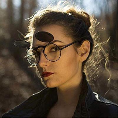 Круглые стимпанк солнцезащитные очки, круглые костюмные очки, крутые откидные солнцезащитные очки для женщин и мужчин