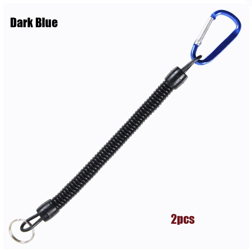 Camping Portable Fishing Lanyards Spring Elastic Rope Camping Carabiner Anti-lost Phone Keychain