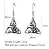 Nordic Runes Triquetra Fox Drop Earrings Women Retro Stainless Steel Female Amulet Vikings Trinity Ear Pendant Icelandic Jewelry