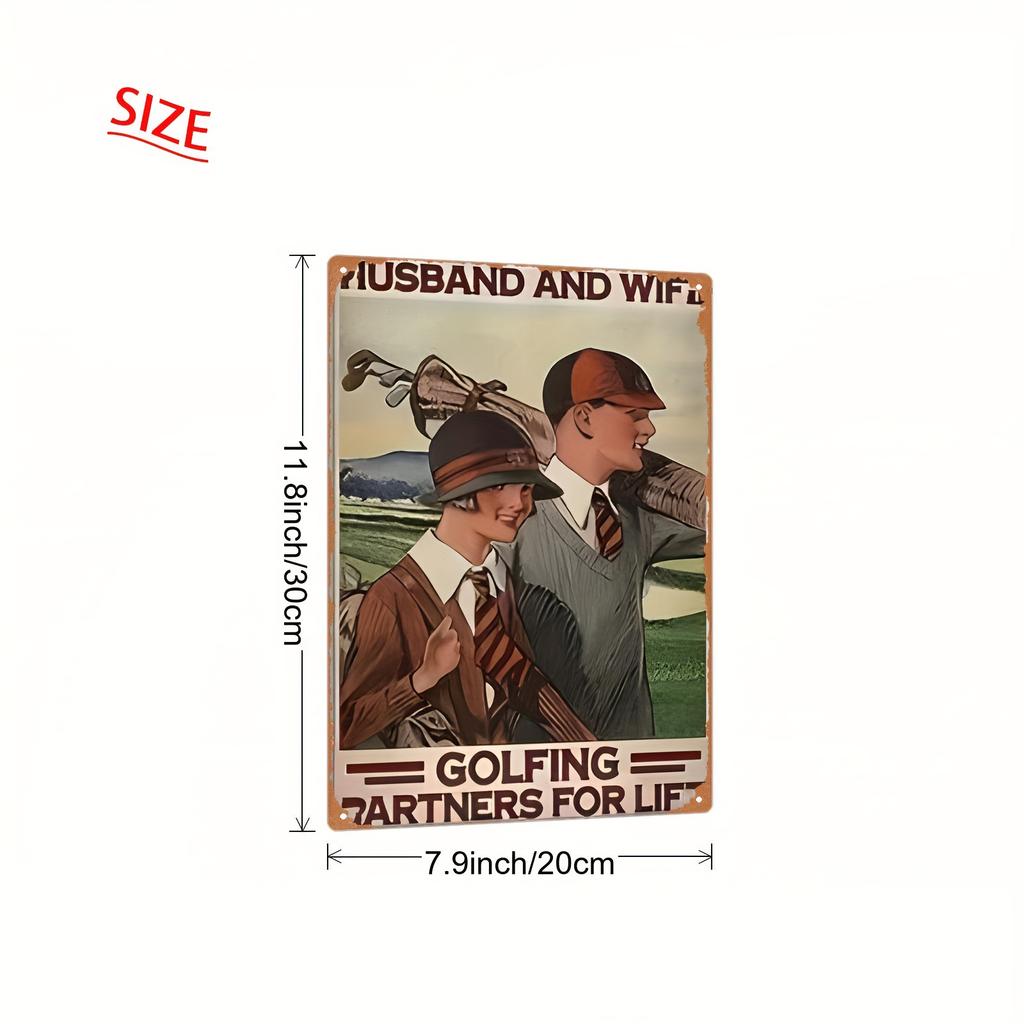 Vintage D Metal Sign Retro Golf Couple Tin Poster x cm Wall Art for Home Bar Garden Decor