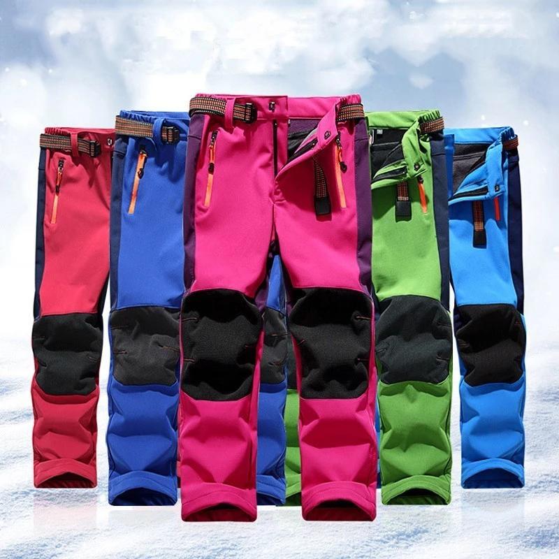 2024 New Windproof Waterproof Children Outdoor Kids Pants Boys Girls Soft Shell Pants Warm Teensclimbing Pants Sweatpants Enfant