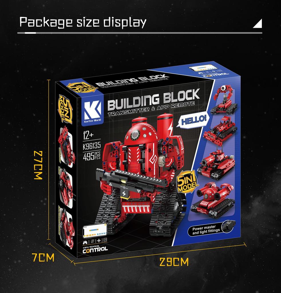 Kaiyu Kids' Remote Control Robot Car Toy - Compatible with Lego, Programmable, with Electric Assembly Building Blocks