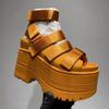 Fashion 12CM High Platform Sandals for Women New Thickness Increasing Velcro Sandals for Summer 2025, Casual Soft Soled Women's Shoes