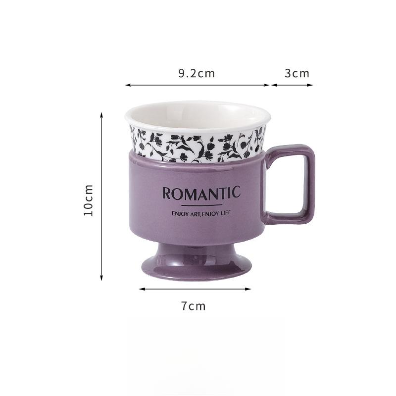 French Mug Exquisite Goblet Office Coffee Cup High Value Ceramic Cup Couple Best Friend Souvenir