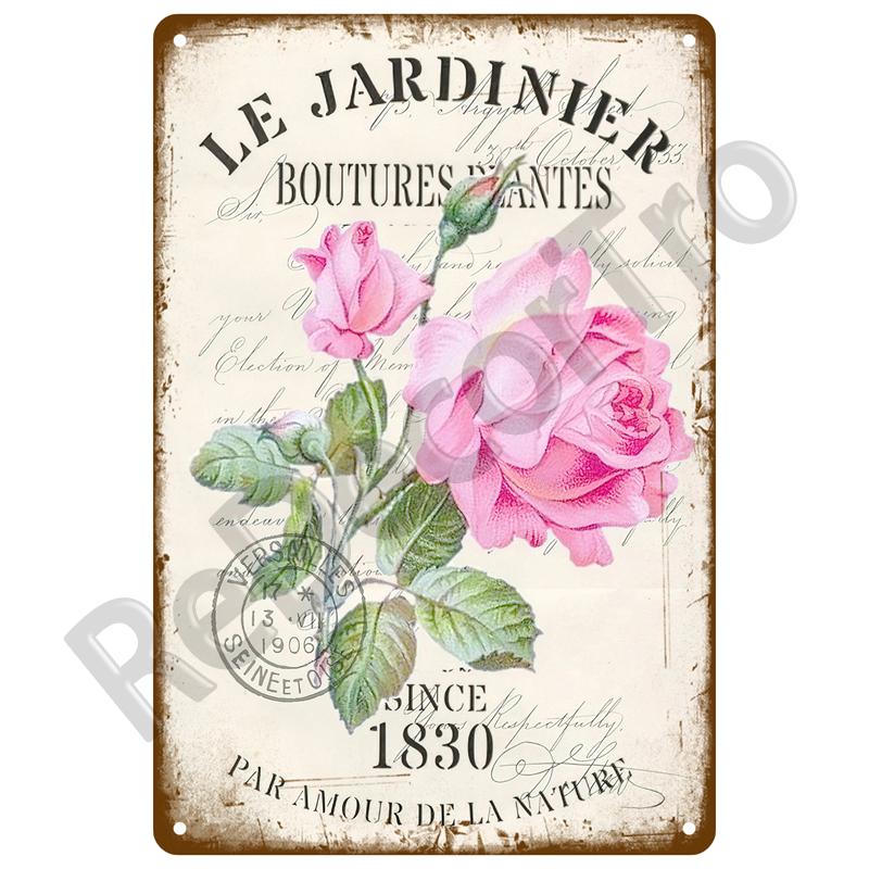 Vintage Metal Plaque Plates Decor Garden Flower Rules Metal Sign For Pub Bar Home Wall Decor Art Tin Signs Flower Poster Gift