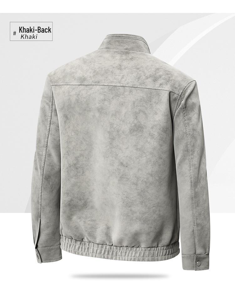 Мужская куртка из натуральной кожи с воротником-стойкой - Модная, универсальная, для стиля Business Casual, мотоциклетная верхняя одежда