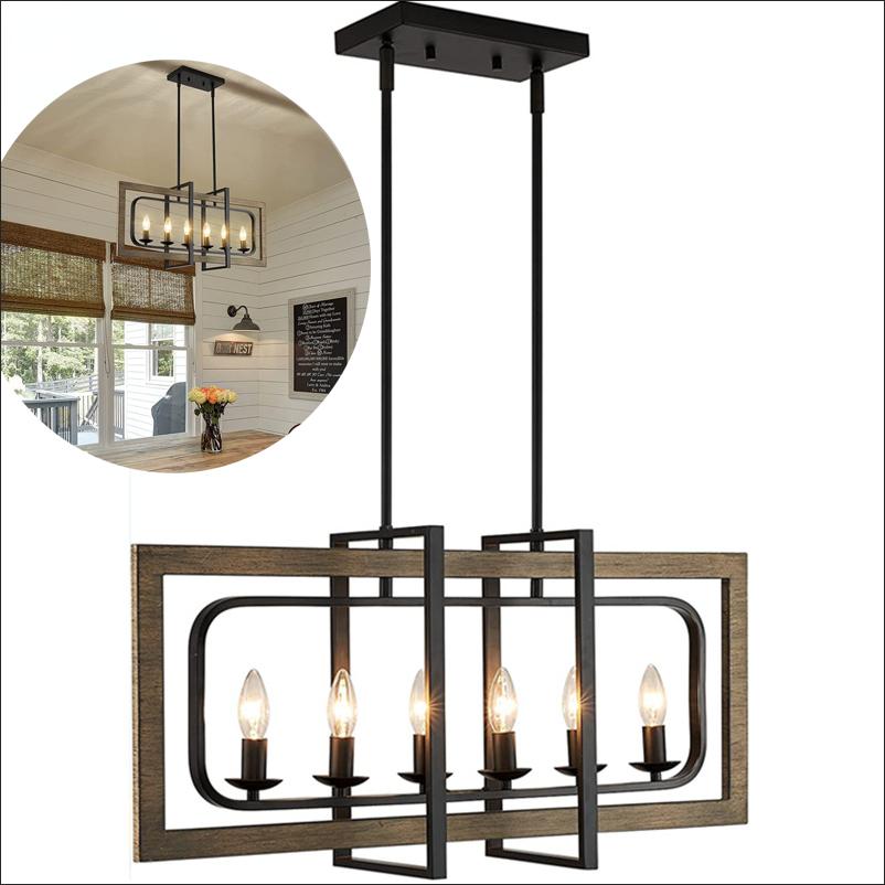 Ретро-сельский промышленный стиль с имитацией дерева, железа, художественного освещения ресторана, кухонные подвесные светильники