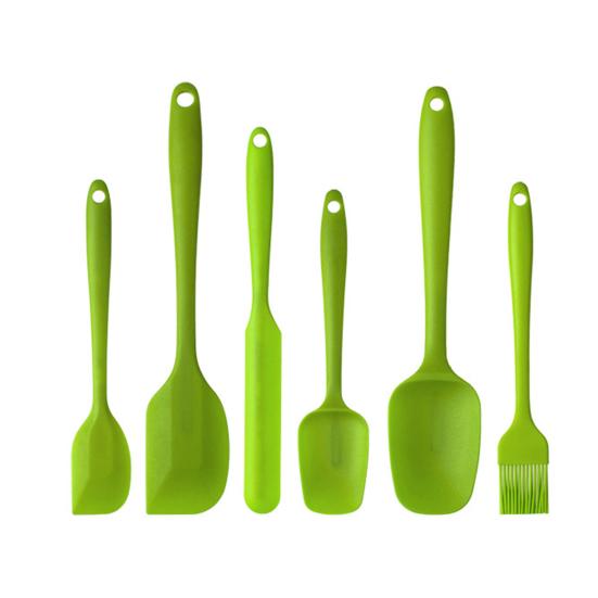 6Pcs/Set Baking Food Scraper Six-piece Set Non-stick Food Grade Silicone Spatula Tool for Baking BBQ Cooking Mixing Scraping Multifunctional