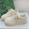 Мода 2024 Осень/Зима Новые Женские Повседневные Белые Туфли Ретро Круглый Носок Ремешок Толстая Подошва Обувь для Скейтбординга