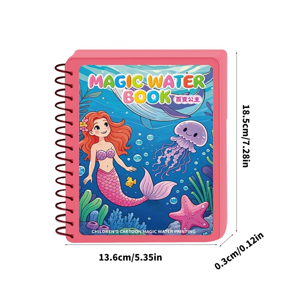Children Early Educational Water Drawing Book and Water Pen Set Reusable Cartoon Coloring Magic Book for Kids Travel Use