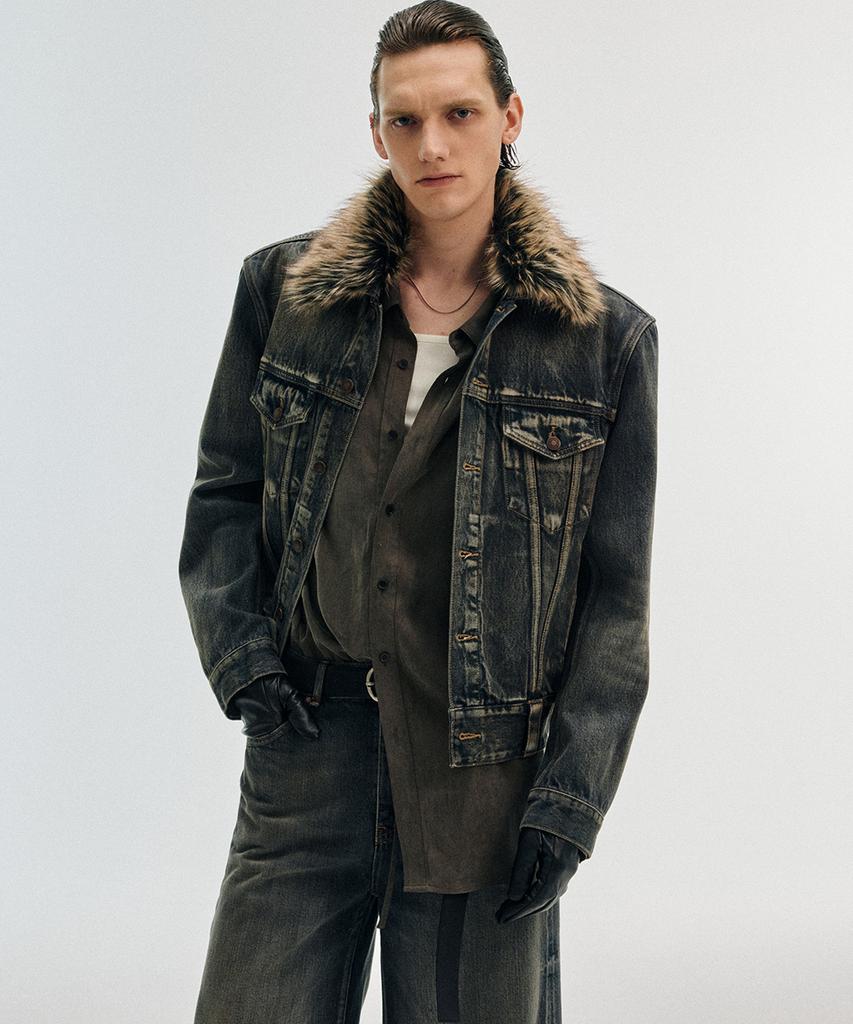 LMOOD Sherry Denim Trucker Jacket Rust Blue