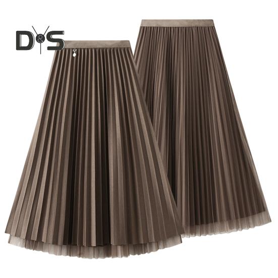 Женская юбка миди, эластичная юбка А-силуэта с высокой талией, однотонная, двухсторонняя, двусторонняя, осенне-зимняя юбка