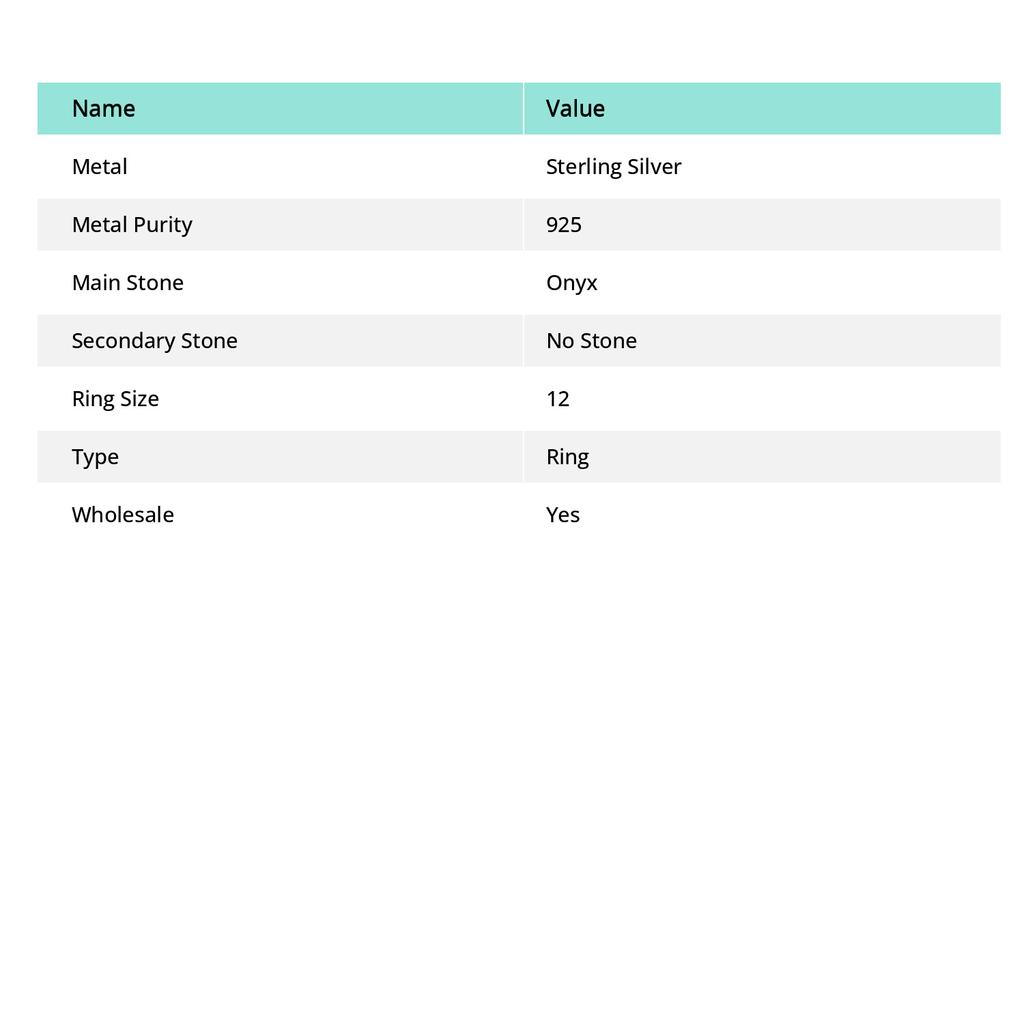 Кольцо из серебра 925 пробы с натуральным черным ониксом, размер 12 u1m50