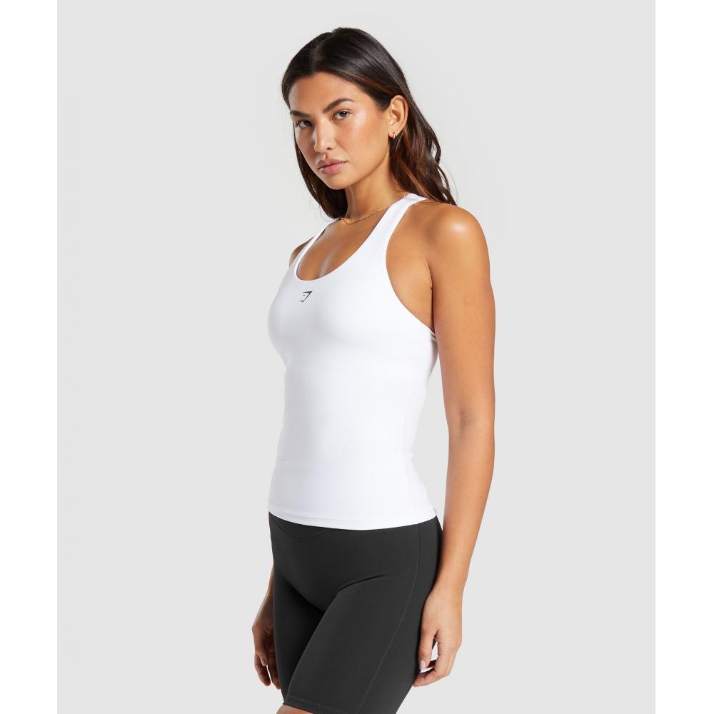 Gymshark Повседневный Racer Back Tank с полкой Белый B8a7p Wb57
