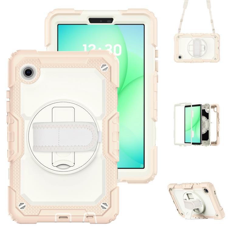 Silicone Hybrid PC Tablet Case With Shoulder Strap For Samsung Galaxy Tab A11 / A9, Kickstand Raised Camera Anti-Scratch Cover