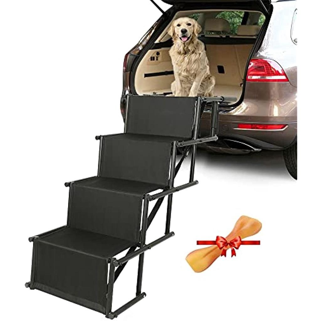 5-ступенчатая легкая складная рампа для автомобиля. Складная лестница для собак. Выдерживает вес до 200 фунтов. Подходит для большинства автомобилей, грузовиков, внедорожников, кроватей и диванов.