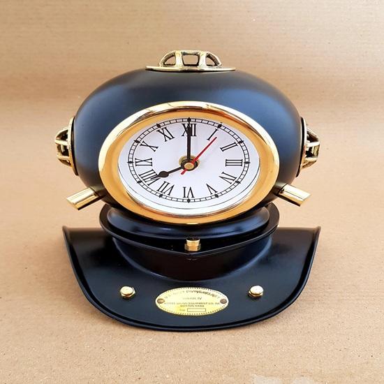 Мини-водолазный шлем 15,24 см с часами Морские навигационные часы Черный водолазный шлем Настольные часы Домашний декор