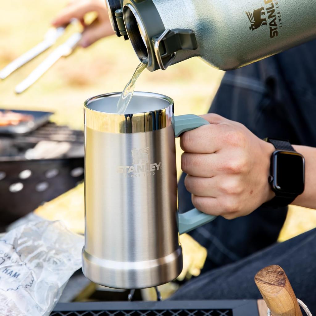 Кружка вакуумная STANLEY серебристая пивная кружка пивная кружка с вакуумной изоляцией из нержавеющей стали газированная холодная с изоляцией для улицы можно мыть в посудомоечной машине гарантия японская 0,7 л
