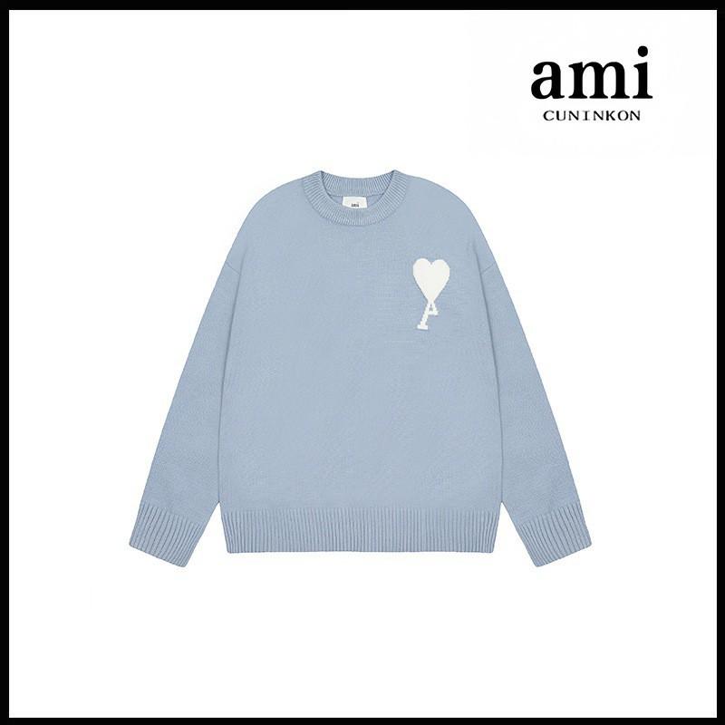 Oversized Knit Sweater With Heart Jacquard Round Neck Loose Fit Unisex Casual Pullover